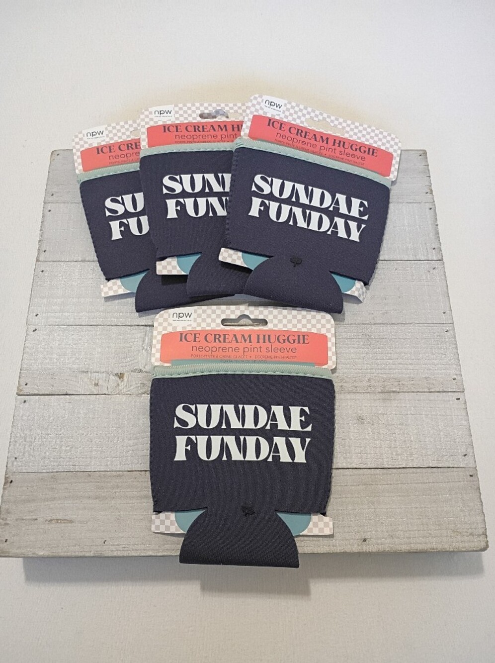 NPW Ice Cream Huggie Neoprene Pint Sleeve New Lot of 4 Sundae Funday